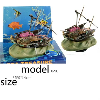 

Aquarium Decoration Landscape Decoration Deep Ship Pneumatic Half-Rotting Ship Debris Submarine Landscape Ornaments Accessories