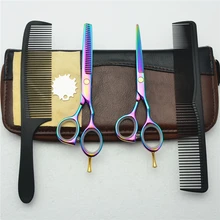 1014c 5.5 ''4 шт. костюм индивидуальный логотип Профессиональные Фиолетовый парикмахерских Ножницы Резка Ножницы филировочные ножницы Ножницы для волос