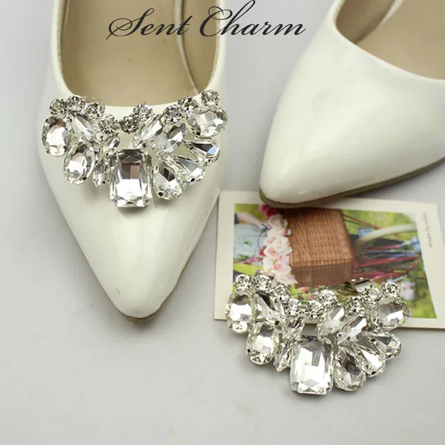 1pair Rhinestone Wedding Crystal With Shoe Clips Charms 1pair Rhinestone Wedding Crystal With Shoe Clips Charms Decoration Elegant Shoes Accessories For High Heels