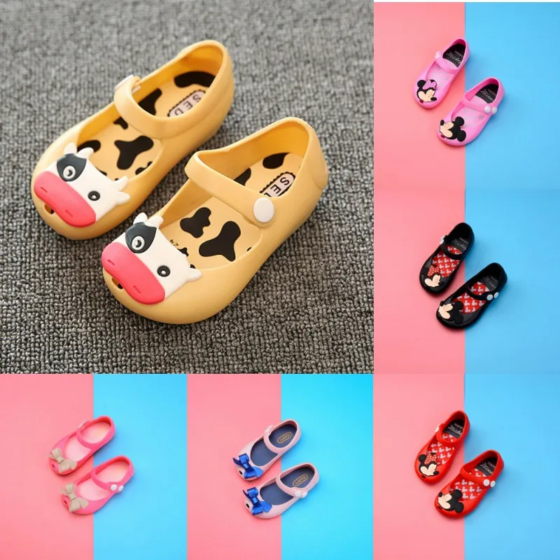 

Baby girl shoes summer children's garden shoes PVC jelly beach shoes cartoon Minnie girls princess shoes