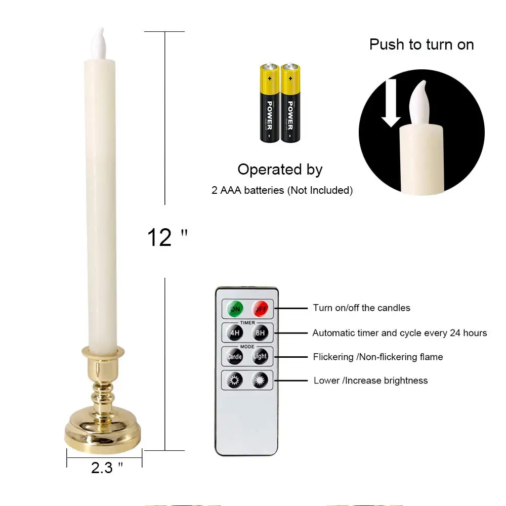 Eldnacele набор из 6 беспламенных мерцающих свечей светодиодный свечей для окна с Подсвечниками с таймером и пультом дистанционного управления