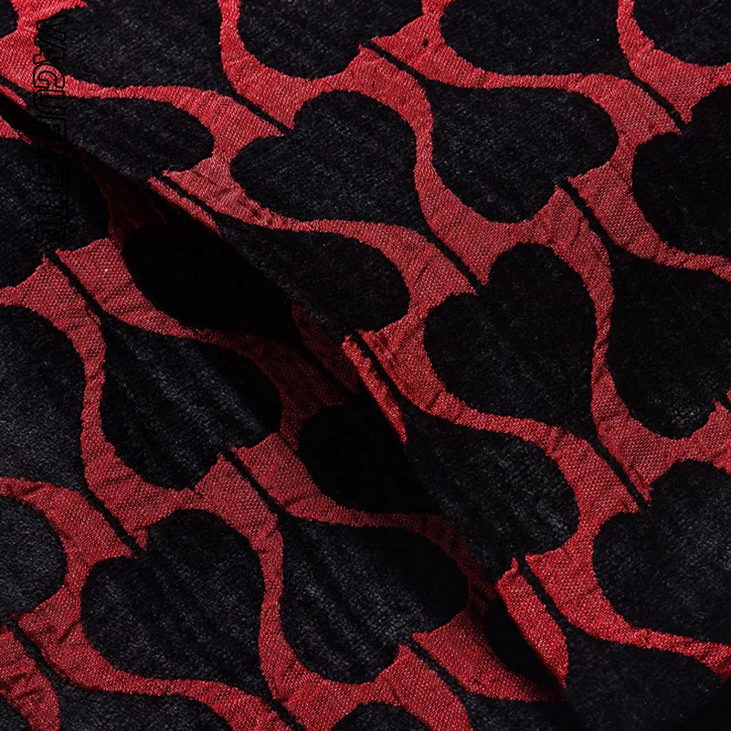 VAGUELETTE Spades Pattern Blazer Men Red&Black Men's Fashion Blazer Shawl Collar Tuxedos Slim Fit Blazer Estampada Hombre M-5XL