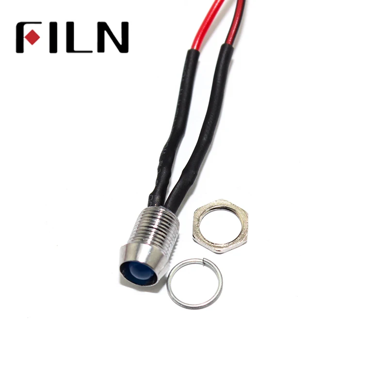 FILN Pre-wired effects led light 5V 12V 24V 220V LED 8mm signal light indicator light with 16cm wire pilot lamp (6)