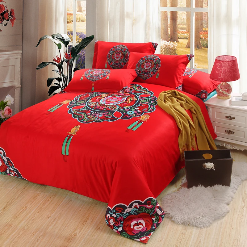 Hot Sale Tang Dynasty Bedding Set Chinese Wind Bed Linens Bed Sheet Set Bedclothes Queen Size 4 ...