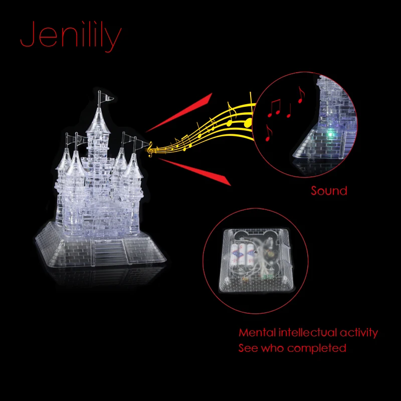 DIY 3D Музыкальная с подсветкой замок головоломка Кристалл размерная модель собранная Обучающие Развивающие игры подарок игрушки для головоломки детей