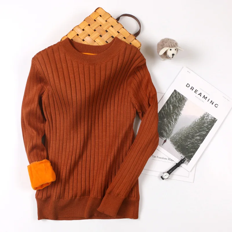 2018 Winter Plus Thick Velvet Knitwear sweater Velvet Lining Warm Pullover Long Sleeve Female Thick Sweater Plus Size MX037 2018 Winter Plus Thick Velvet Knitwear sweater Velvet Lining Warm Pullover Long Sleeve Female Thick Sweater Plus Size MX037
