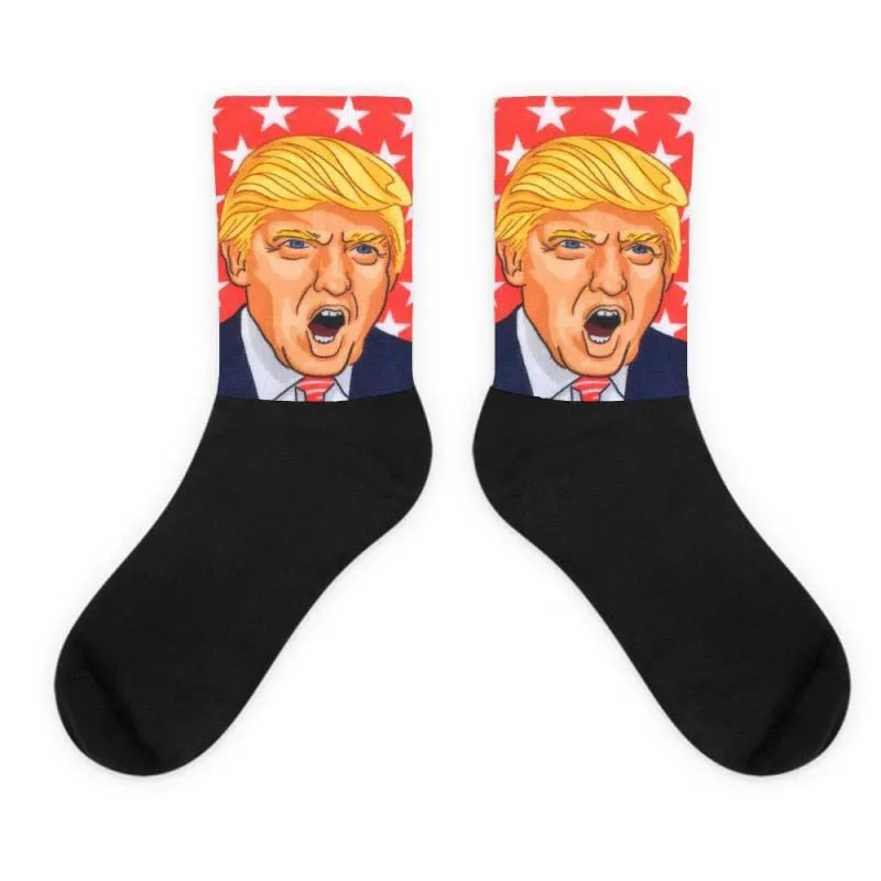 

[WPLOIKJD]3D Print Trump Socks Skateboard Funny Socks Men Unisex Crew Socks Adult Fake Hair Sokken Chaussette Homme Hip Hop Sox