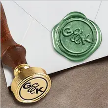 Персонализированные монограмма 2-Начальные Пользовательские Воск печать штамп " die-#373 copperplate шрифт duogram с линии границы