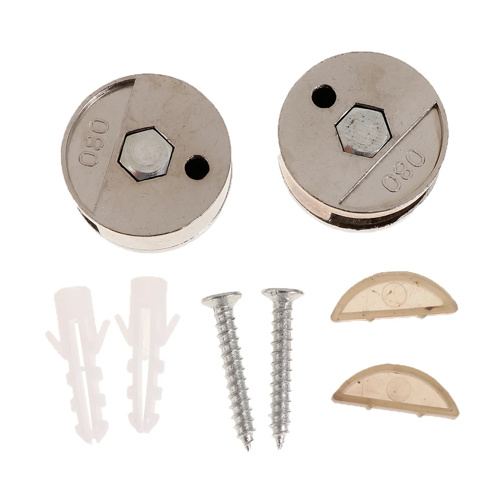 2Pcs Zinc Alloy Round Mirror Holder Clip Clamp Bracket Flat Surface