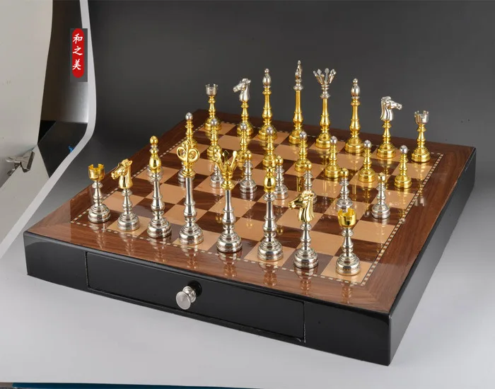 Высокое качество Шахматный набор с не складывающейся деревянная шахматная доска 50*50 см размер высококачественная мебель украшения шахматы