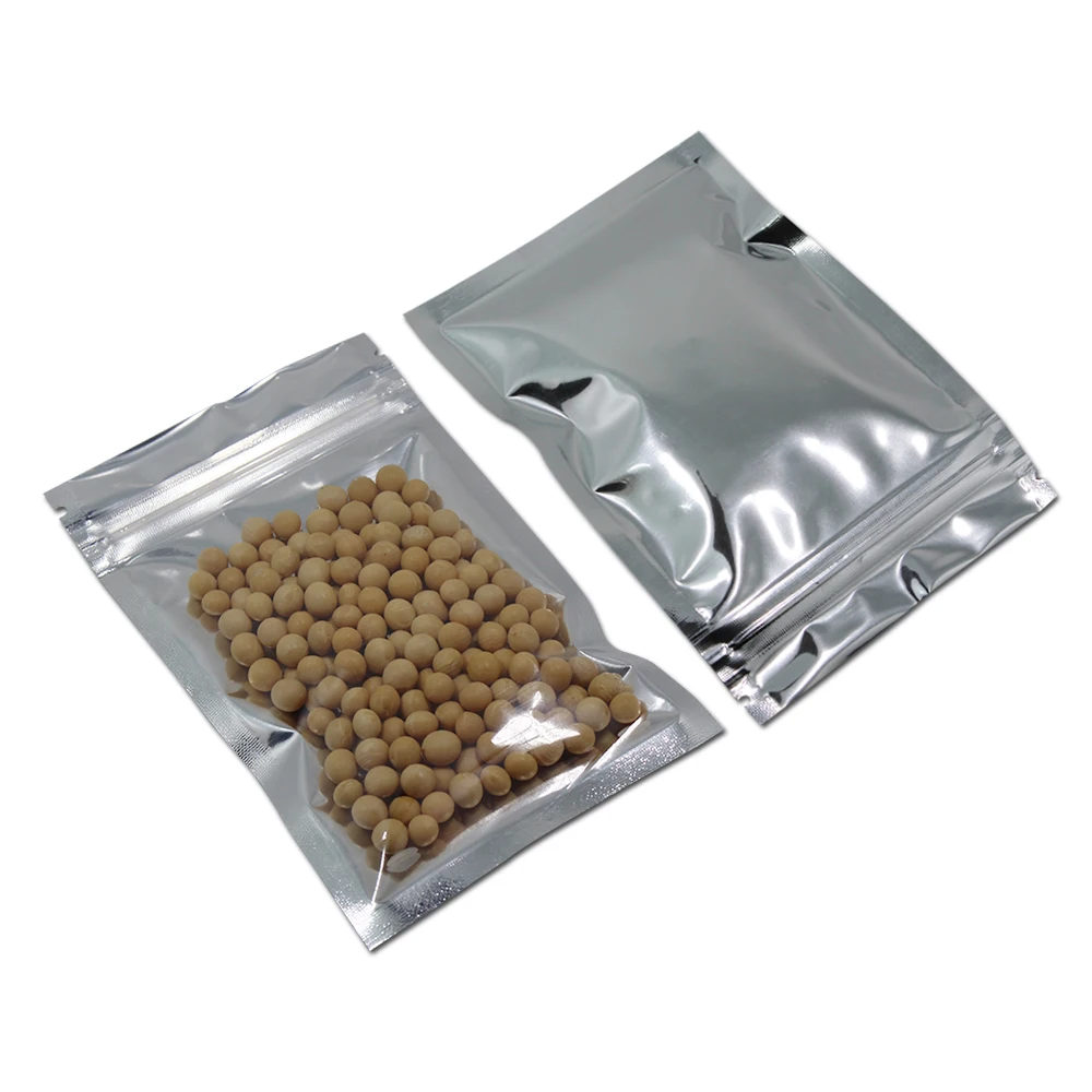 

7x13cm Zip Lock Aluminum Mylar Foil Pouches Clear Plastic Bag for Nuts Dried Flowers Storage Bag Zipper Self Sealing Packing Bag