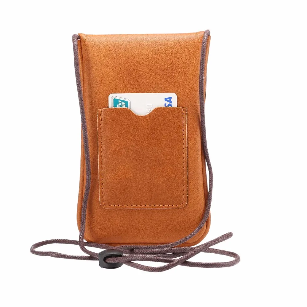 SUBIN Универсальная кожаная сумка для мобильного телефона, наплечный карман, кошелек, чехол, шейный ремешок для Samsung, для iPhone, для Huawei, для HTC, LG