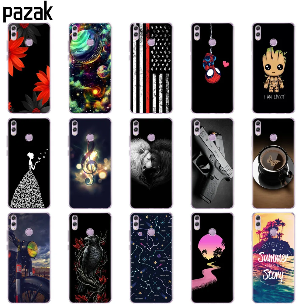 حافظة لهاتف huawei الشرف 8x حالة 6.5 بوصة السيليكون لينة TPU أسود غطاء ل الشرف 8 X فوندا طباعة رسمت قذائف الهاتف أكياس