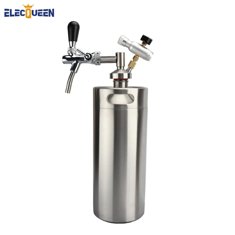  Homebrew 3.6L Mini Keg 304 stainless Beer Growler keg Spears with Adjustable tap Faucet with Mini C