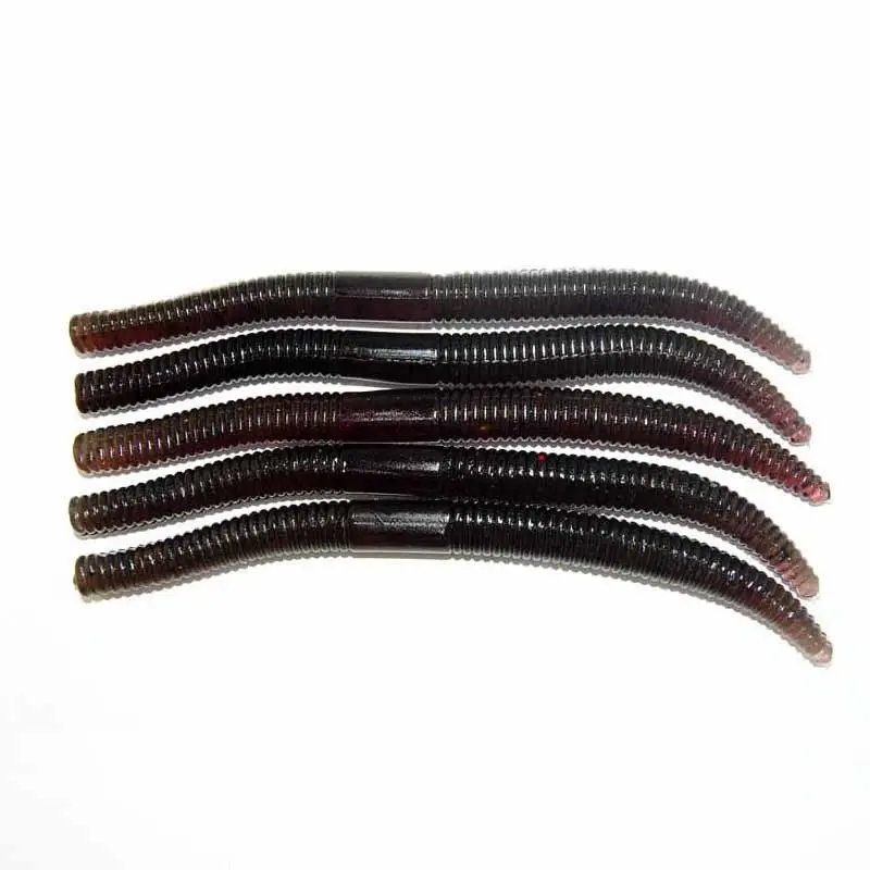 50pcs 10bags Soft Plastic Worm Fishing Lures Sea Fishing Long Black