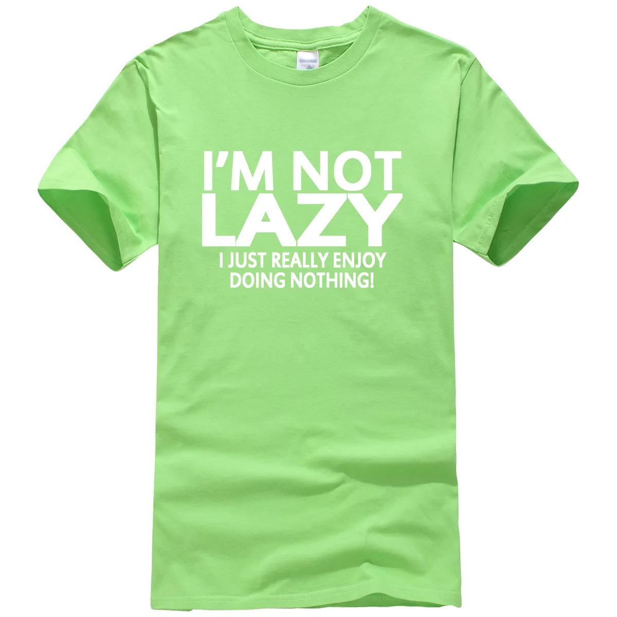 Мужская футболка с коротким рукавом, уличная одежда с надписью «i'm not lazy i just enjoy doing nothing», забавная футболка в стиле хип-хоп, топы, футболки для мужчин - Цвет: light green