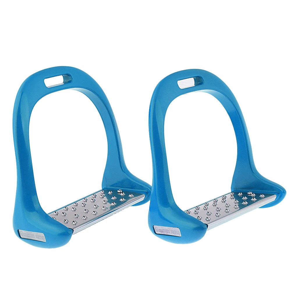 1Pair Anti Slip Aluminium Horse Saddle English Stirrups Horse Riding Equestrian Safety 18x15cm Plastic Safety Stirrups