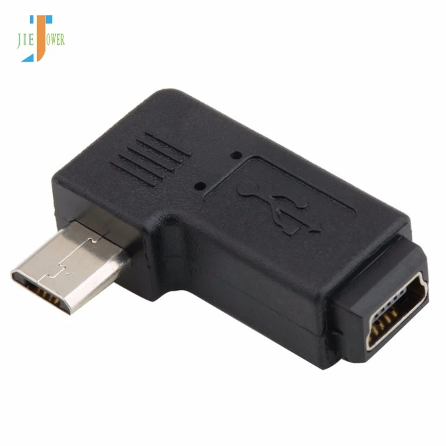 Переходник USB2.0 Mini с 5 контактами Мама на Micro USB папа прямоугольный разъем черный 90
