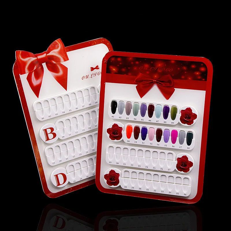 

Professional 36 Colors Nail Display Holder Red Color Showing Stand Board Chart Nail Gel Polish Art Salon Manicure Tools