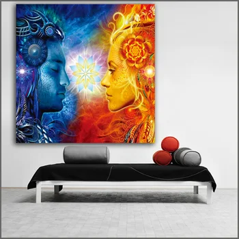 

Large size Printing Oil painting Tantra Shiva and Shakti wall art canvas prints pictures for living room and bedroom No Frame