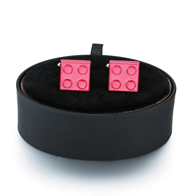 DY высококачественные латунные материалы розовые красные кубики запонки подарочный набор/фрацузские мужские запонки черная кожаная коробка набор