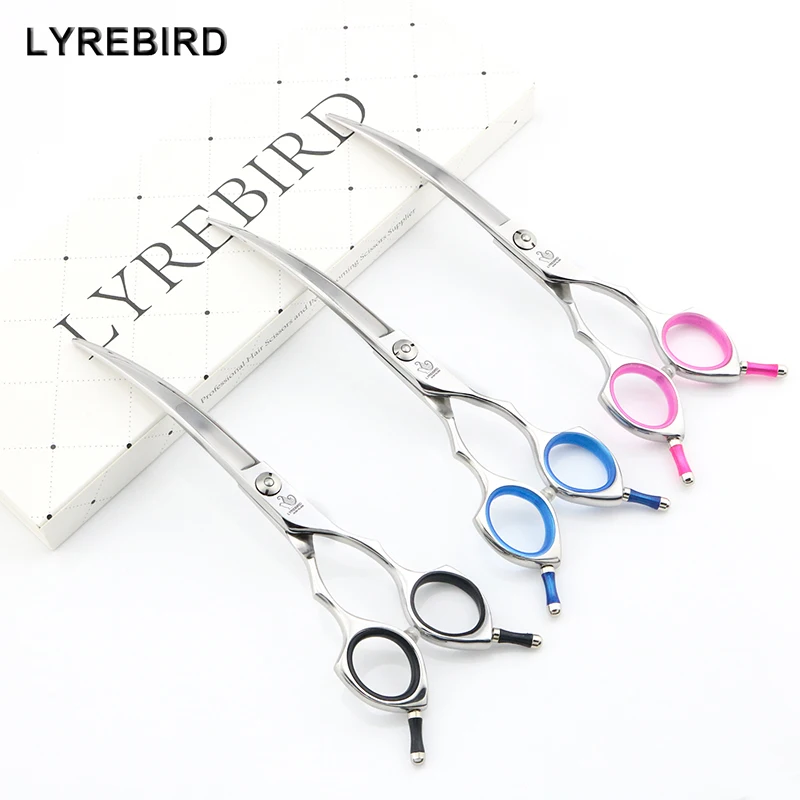 

Pet dog grooming scissors 6.5 Inch Dog Curved scissors with Two Tails Right hand curve scissors Lyrebird HIGH CLASS NEW