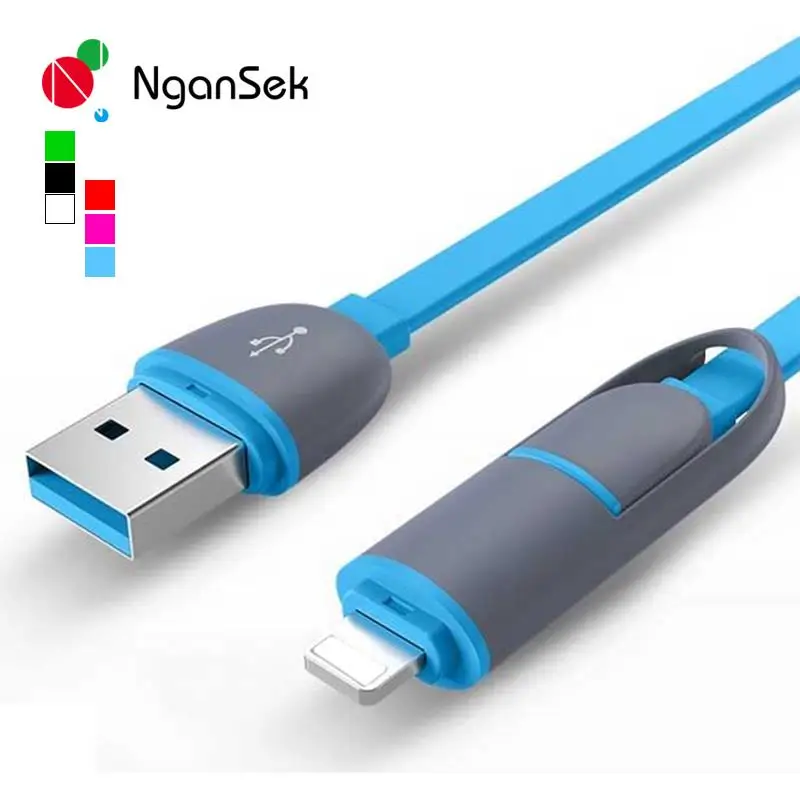  2 in 1 Multi 1M 8Pin USB Charging Data Sync Cable For iPhone 5 5s 6 Plus for iOS 8 for Android mobile phone Universal 