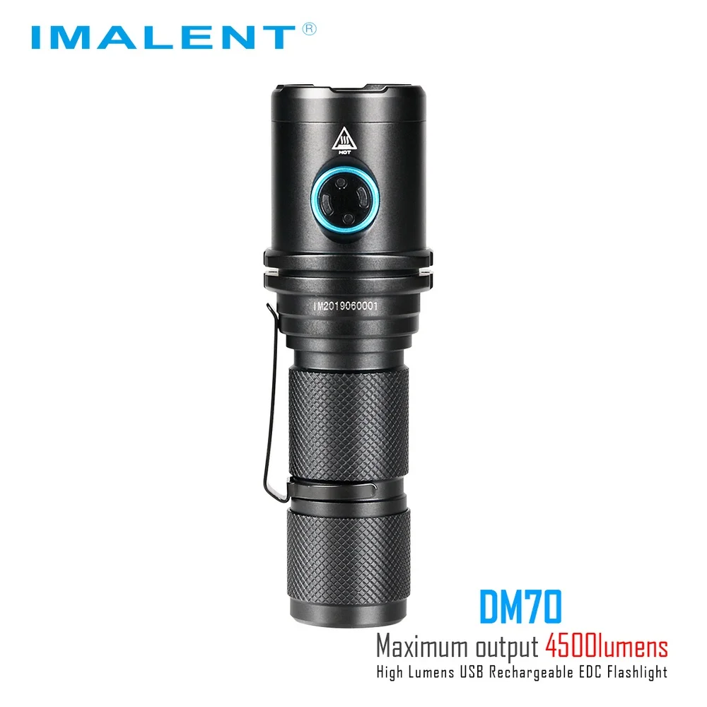 

IMALENT DM70 Palm and Thunder Rechargeable Flashlight Outdoor Led Glare Multi-function Scratch-resistant Easy to Use Flashlight