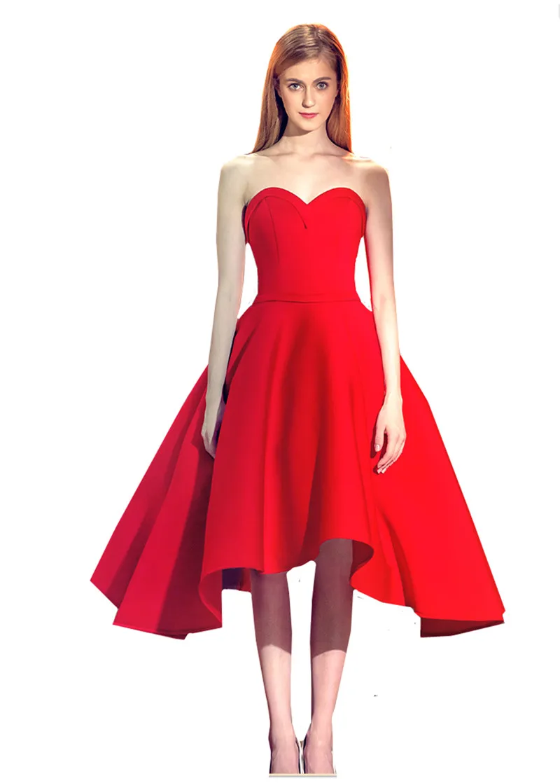 Mdbridal Short Red Prom Dress Strapless Lace Up Back Teens