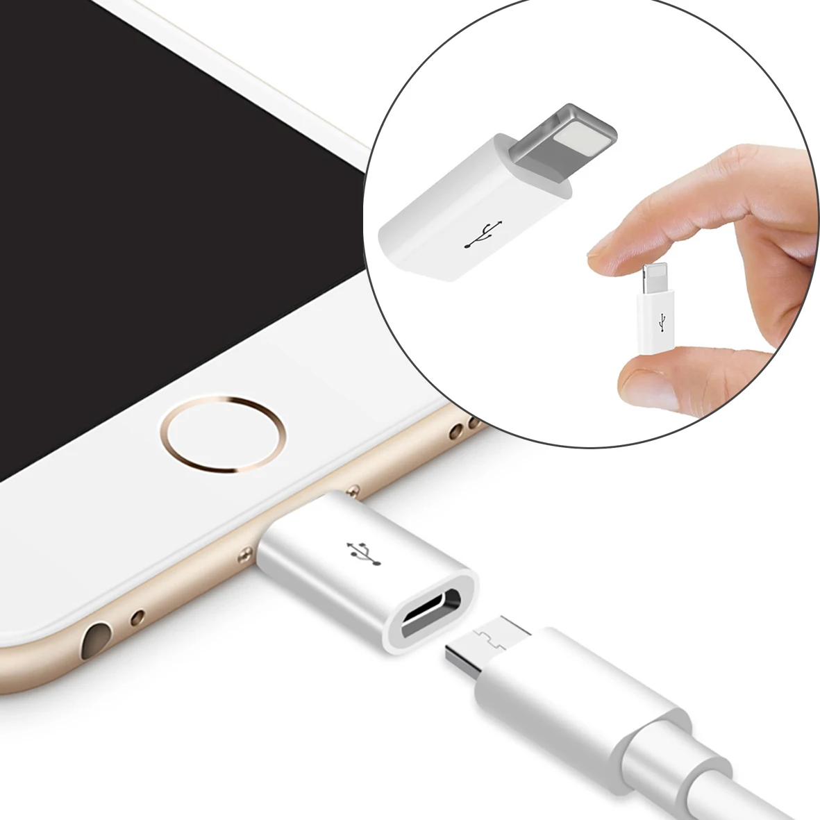 3 шт. микро-usb-переходник для 8 pin для Micro для iPhone 7 6 6 S Plus 5 5S 5C iPad кабель для Ipod зарядное устройство Быстрая Зарядка Синхронизация данных