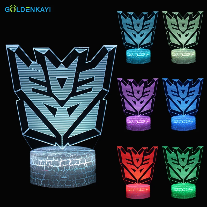 

3D Decepticons LED Night Lights Atmosphere Table Lamp Touch Switch Seven Colors Acrylic For Children Bedroom Decorative Lamp