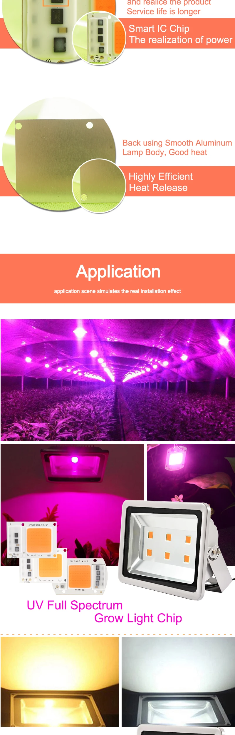 Светодиодный светильник для выращивания, COB/UV, полный спектр/теплый/холодный белый, переменный ток 220 в 240 в, 20 вт, 30 вт, 50 вт, 100 вт, для выращивания цветов