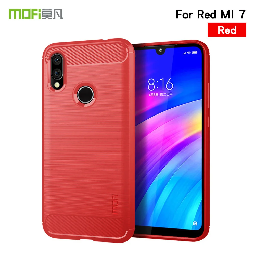 Красный Чехол MOFi для Redmi 7, роскошный мягкий силиконовый чехол из ТПУ для телефона, задняя крышка для Xiaomi Redmi 7, защитный чехол - Цвет: Красный