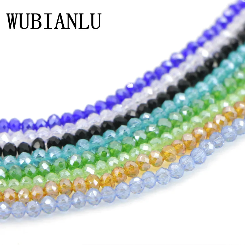 WUBIANLU супер блестящий 3x4 мм AB Хрустальный Бисер стеклянные бусины для