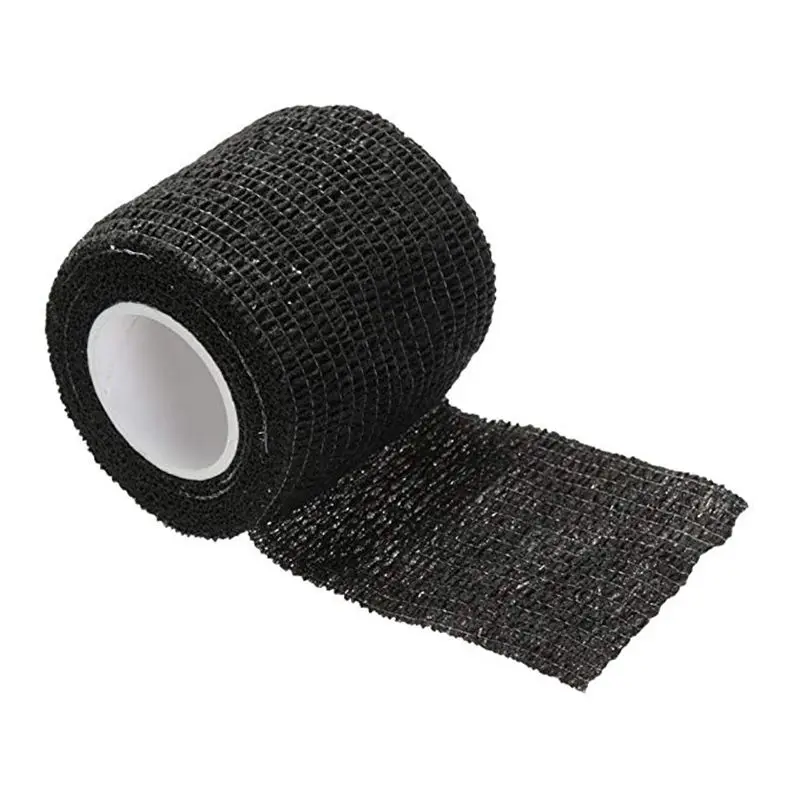 6pcs black color self-adherent cohesive tape strong sports tape wrist self-adhesive bandage roll for tattoo cover accessories