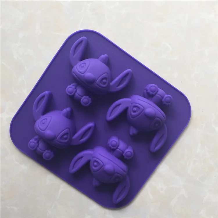 

Silica gel cake mold 4 cartoon Chocolate Mold DIY handmade soap mould colour random