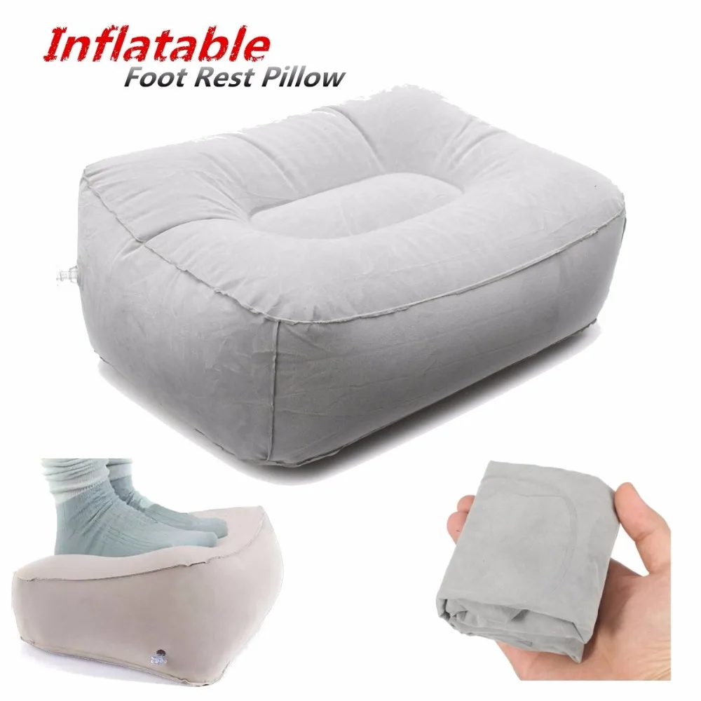 

PVC Gray Train Flight Travel Inflatable Foot Rest Pillow Portable Pad Mat Footrest Pillow Home Outdoor Foot Relief Cushion