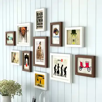 European Style 11 pcs/set Photo Frame White Black,Creative Multi Photo Frames Wall,Collage Picture Frame Wooden Frame for Photos