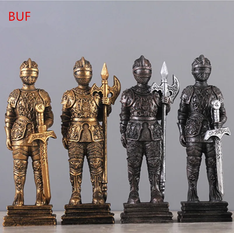 

Resin Craft Vintage Roman Warrior Statue Ornaments Home Decoration Accessories Craft Statue Creative soldier Sculpture Gift