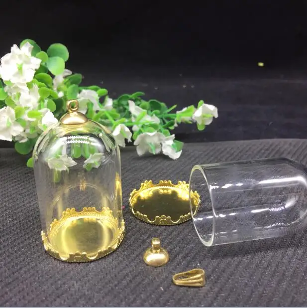 10 компл./лот-25*38 мм колокольчик форма трубки прозрачная стеклянная бутылка с пузырьками& лоток& Верхний соединитель-для DIY Ожерелье Аксессуары Поиск