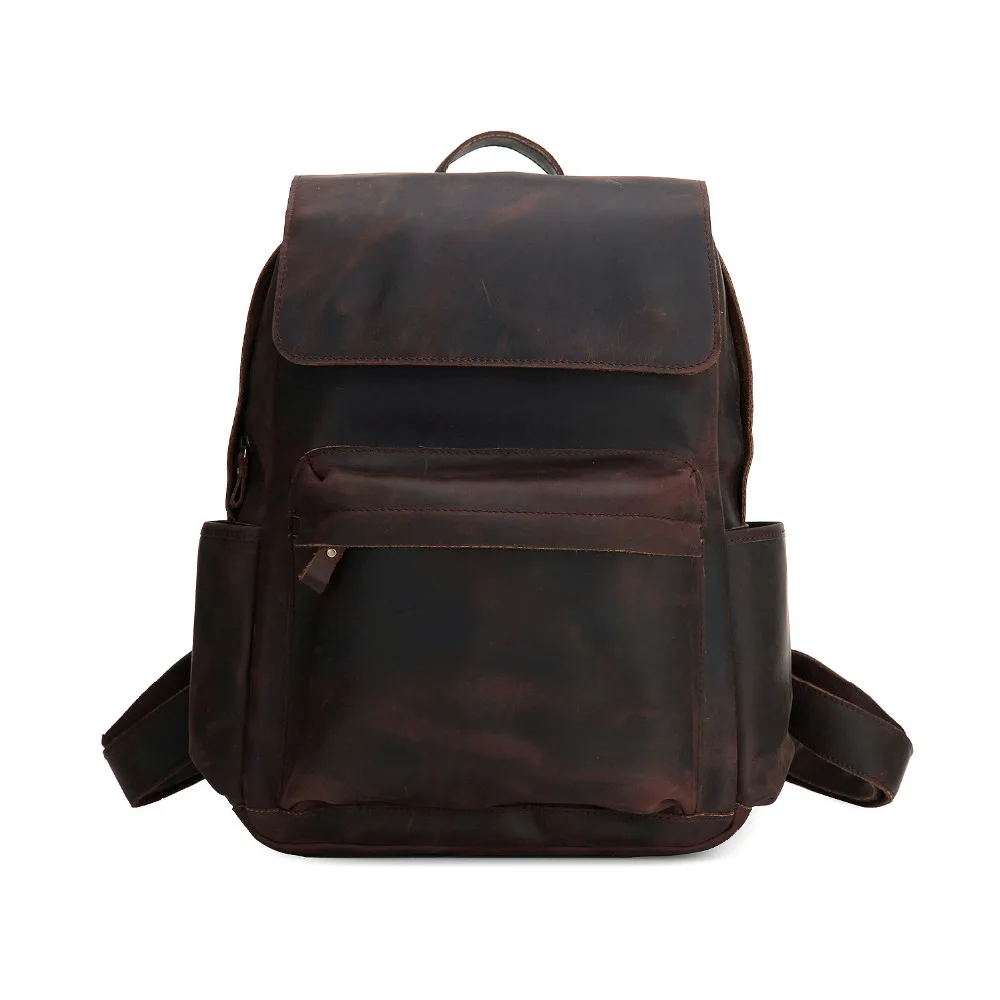 

YISHEN Unisex Crazy Horse Genuine Leather Women Men Backpack Fashion Retro Backpack Large Capacity Laptop Bags Travel Bag MS8905