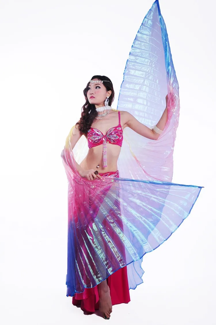 Костюм для танца живота 360 Isis Крылья градиентные цвета и цвета Высокая Производительность реквизит танцевальные аксессуары египетские крылья с палкой
