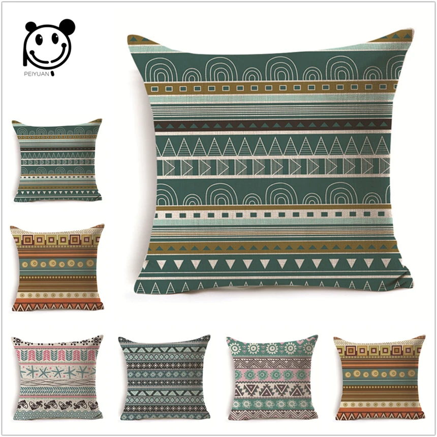 Pillow Case Bohemian Geometric Pillowcase Cotton Linen Ethnic Cushion