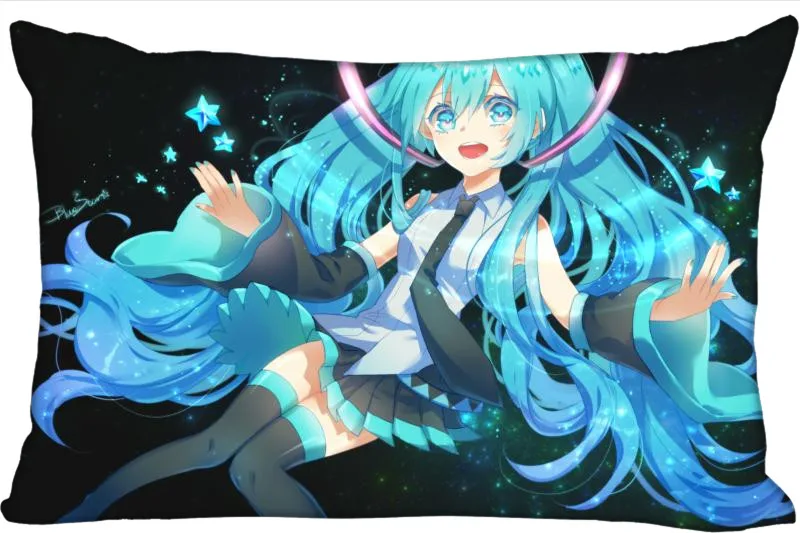

Hatsune Miku Anime Rectangle Pillowcase Zipper Wedding Custom Pillow Case 40X60cm,50X75cm(two sides)Pillow Cover #7.20