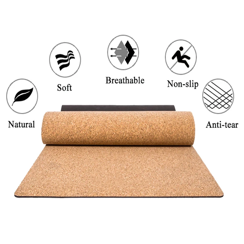 5MM/6MM/8MM Non-slip Cork Natural Rubber Yoga Mats For Fitness Women Pilates Gymnastics Mats Brand Yoga Exercise Pads Sport Mat