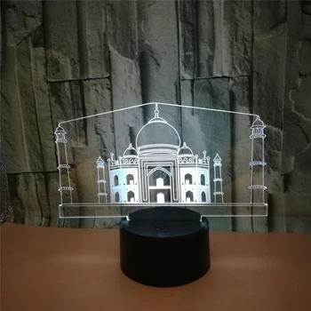 

2018 Amazing 3D Visual Night Light Taj Mahal Model 7 Color Changing Acrylic Creative Table Lamp Bedroom Sleep Nightlight