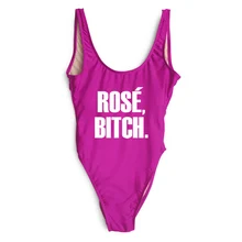 Розовая купальный костюм женский купальник с буквенным принтом цельный женский купальник Одежда топ монокини Фиолетовый купальник с глубоким вырезом