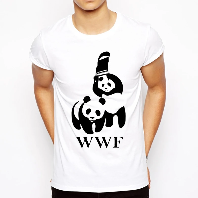 Крутая футболка Camiseta мужская Летняя модная забавная борьба WWF панда комедия