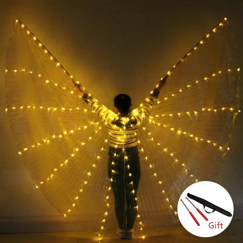 Belly Dance LED Isis Wings Colorful Popular Stage Performance Props Belly Dancing Wings Props With Stick Belly Dancing Accessory