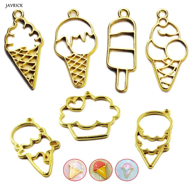 

7 Pcs/set Crafts Making Epoxy Border UV Metal Hollow DIY Jewelry Accessories Material Ice Cream Cone Shape Frame